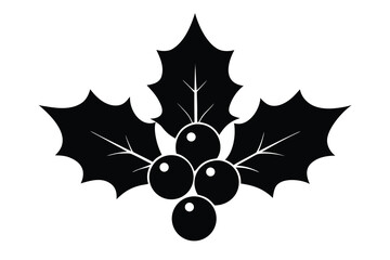 holly berry bunch silhouette vector icon design