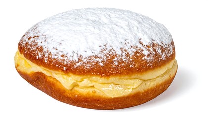 Delicious sugared donut with cream filling