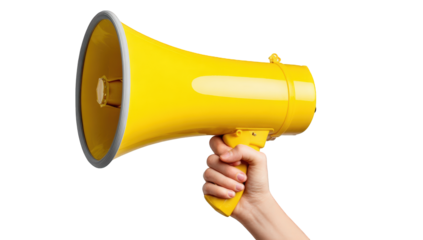 Hand holding a bright yellow megaphone (3)