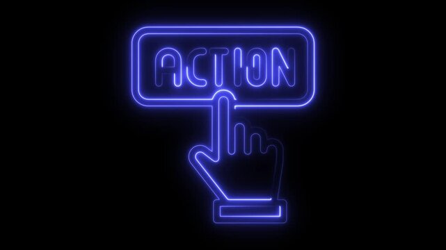 Call to action. Action button. Click here icon. Neon cursor hand. User interface ui. Website interaction. Digital marketing. Business strategy. Decision making. Take the step. Neon line art.
