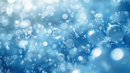 Close-Up of Water Droplets with Bokeh Effect in Blue Background