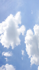 Bright Blue Sky with Fluffy White Cumulus Clouds Backdrop
