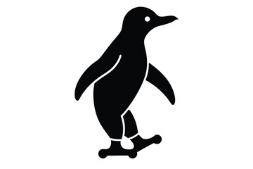 Naklejka premium penguin skating silhouette vector icon design