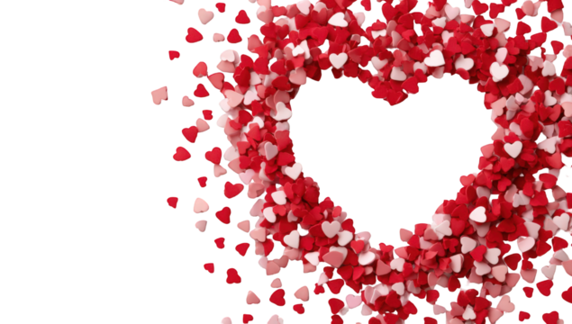 Heart-shaped frame filled with many small hearts - Powered by Adobe