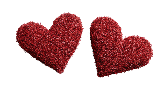 Two textured hearts against a black background - Powered by Adobe
