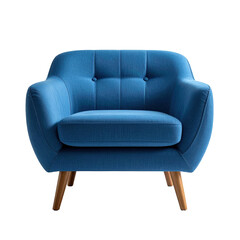 Fototapeta premium Cobalt blue, padded armchair with button tufting