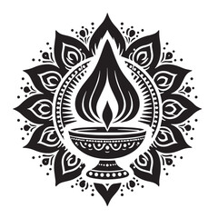 Black Diwali Silhouette Vector, High Quality Illustration on White Background