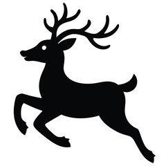 reindeer flying silhouette vector icon design