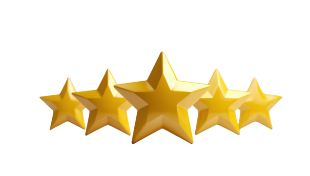 Four golden stars, 3D rendered