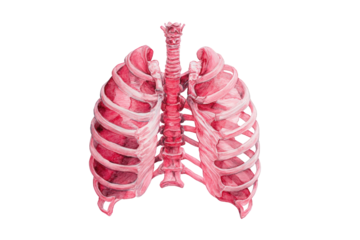 Pink anatomical lungs in ribcage