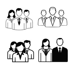 Business people group icons, corporate teamwork symbols, office staff illustration, professional employees avatar set, leadership concept design