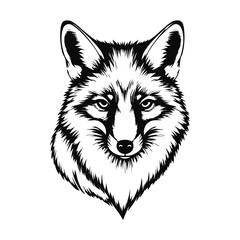 Fox head illustration with sharp eyes and pointed ears, detailed wild animal portrait, perfect for logo design, wildlife art, or forest-inspired projects