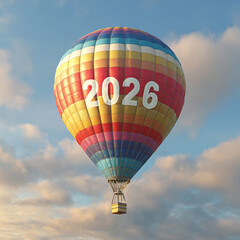 Air balloon with the number "2026" for New Year's celebrations