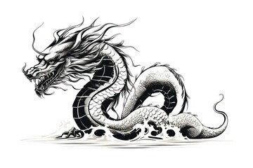 Obraz premium Dragon drawing sketch animal.