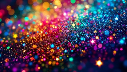 Naklejka premium 星形が混じるカラフルなグリッター
