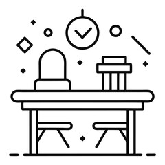 illustration of a table with books and apple