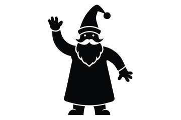 santa waving silhouette vector icon design