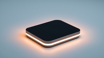 Modern minimalist communication device with sleek rectangular design and glowing edges.
