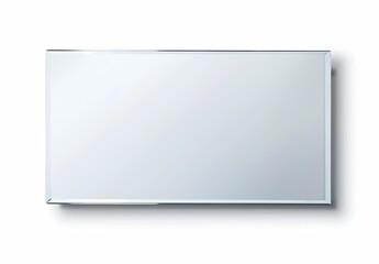Obraz premium A rectangular mirror with a slightly beveled edge casts a subtle shadow on a white background