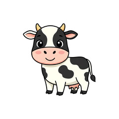 Adorable cartoon cow mascot with friendly smile, perfect for dairy promotions and children's educational content, bringing joy and farm charm.