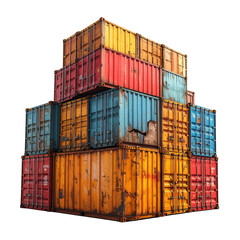 Fototapeta premium Industrial port scene showing a massive container cargo ship with stacked shipping containers on a dock