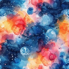 Colorful Abstract Watercolor Art in Vibrant Galaxy Style