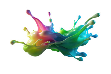 Colorful liquid splash abstract art isolated on transparent background