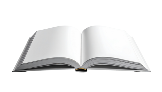 Open book, blank pages, light gray