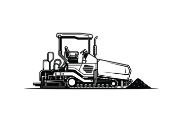 Naklejka premium Black and White Asphalt Paver Vector Illustration
