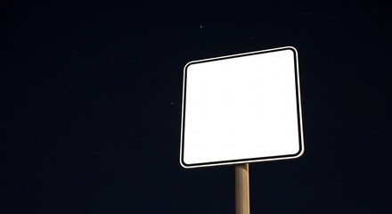 Luminous Blank Road Sign Mockup Against a Deep Starry Night Sky