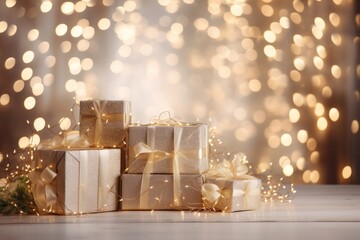 Fairy lights background illuminated celebration decoration.