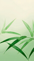 Obraz premium Green bamboo leaves on a fresh natural background