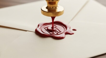 Dripping Red Wax Seal on Envelope, Sealing a Secret Message