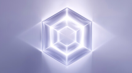 Futuristic glowing hexagon with nested geometric shapes and radiant symmetry. Ideal for tech branding, digital art, or abstract backgrounds.