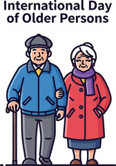 International day of older persons, elderly couple standing together grandparents celebrating holiday event