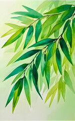 Obraz premium Green bamboo leaves isolated on white background