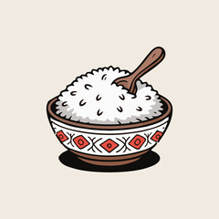 vector illustration of a plate with rice