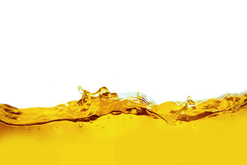 Fruit juice with splashing bubbles in a clear glass