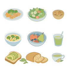 food and drink icons set vector