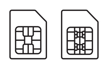 Sim card icon Flat outline fill set. SIM icon set in different style vector illustration on. Sim card icon set in black filled and. sim card icon sign vector. Sim card icon Flat outline fill set. SIM 