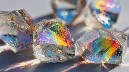 Closeup Of Iridescent Faceted Crystals