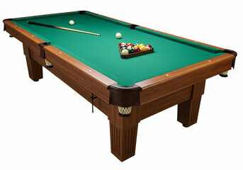 Free Transparent PNG Rustic  Classic Wooden Pool Table with Balls and Cue