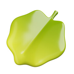 3d render autumn leaves isolated on white background. Collection of minimalist 3D illustrations. Modern glossy 3D plastic in cartoon style. Decorative elements for seasonal holiday sale designs