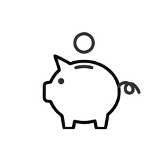 Piggy bank and dollar coin icon thin line for web and mobile, modern minimalistic flat design.