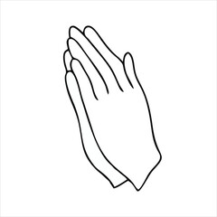 Prayer hands outline icon. linear style sign for mobile concept and web design. Praying hand simple line vector icon. Symbol, logo illustration.