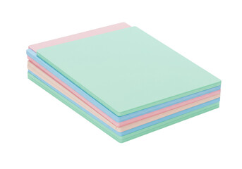 Isolated pastel colorful memo pad stack on a seamless background for text overlays