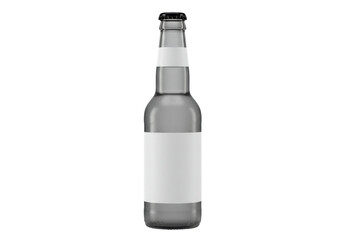 Isolated beer bottle with blank label ready for branding, design template mockup