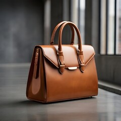 Designer Leather Handbag Still Life: Concrete Block Backdrop