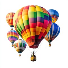 Fototapeta premium Colorful hot air balloons clustered in the sky