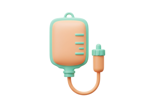 Isolated IV Drip Bag in Pastel Colors for Medical Treatment or Hospital Care Therapy